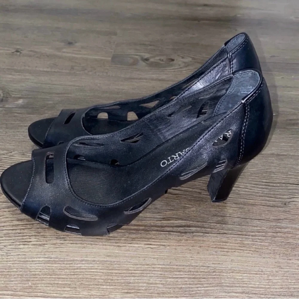 🌹 Black FRANCO SARTO Peep Toe Heels - Size 7.5